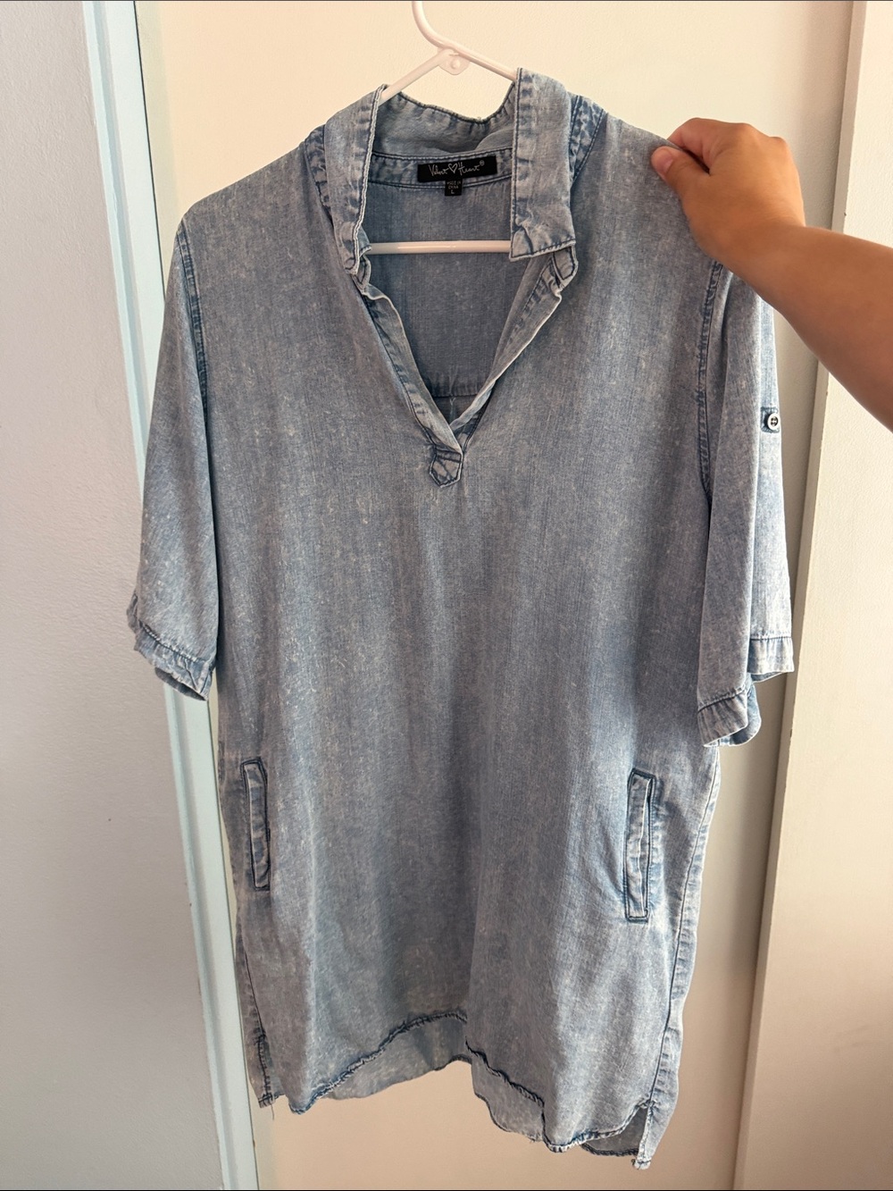 Lightweight Soft Short Sleeve Denim Shirt Dress